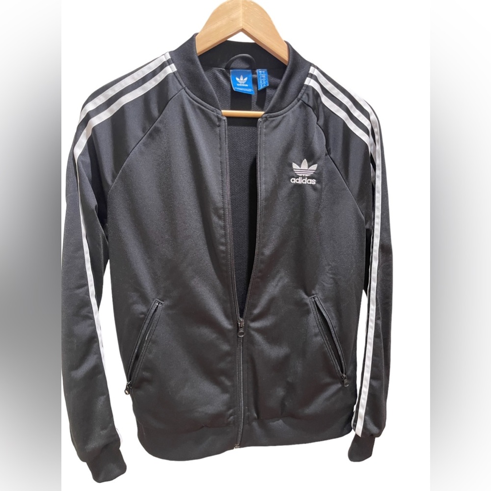 Adidas Three Stripe Black Track Jacket. Unisex Size Small. Great Condition.